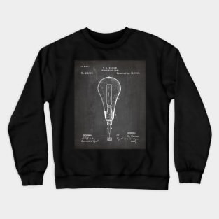 Edison Lamp Patent - Housewarming Home Hallway Entry Décor Art - Black Chalkboard Crewneck Sweatshirt